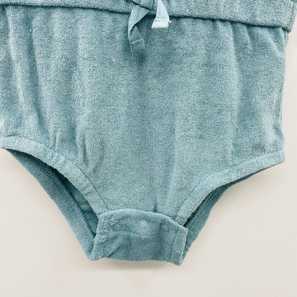 Grayson Mini Baby Girls 3-6M Tie Waist Terry Bubble Romper Turquoise Blue 2532 - Picture 3 of 7